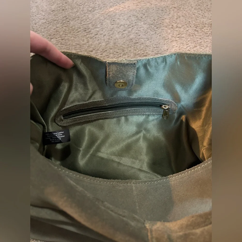 Genuine Leather Green Hobo Shoulder Bag - Picture 5 of 7
